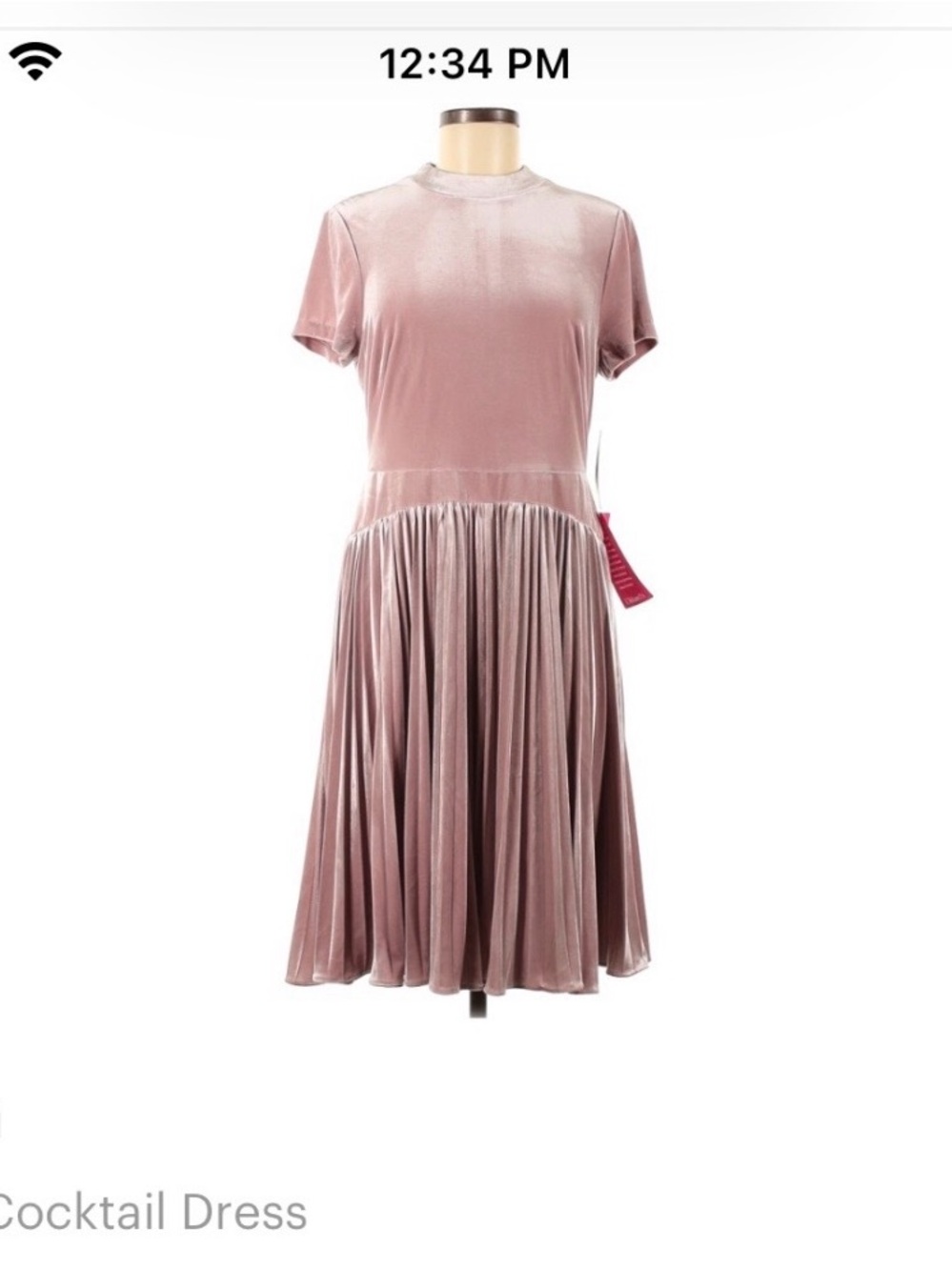 Aidan Mattox Blush Velvet Short-Sleeve Midi Dress